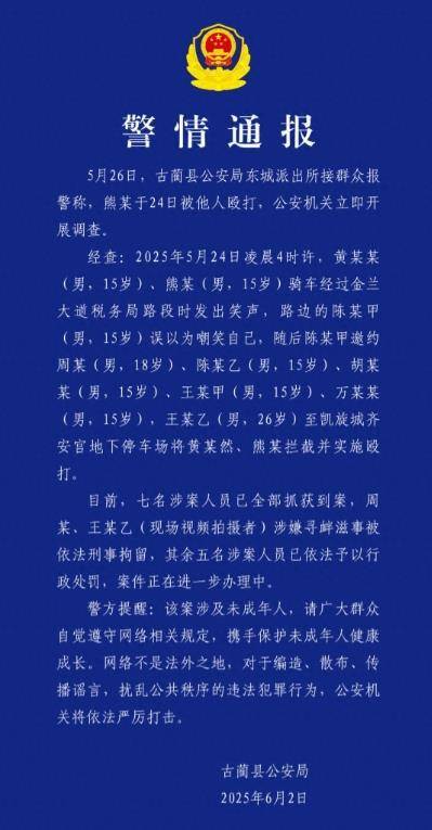 两未成年人路上说笑遭多人无端围殴 七人已抓获两人被刑拘